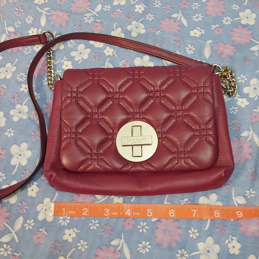 3086 Small Kate Spade Cross Body in Wine Leather. - Picture 1 of 11